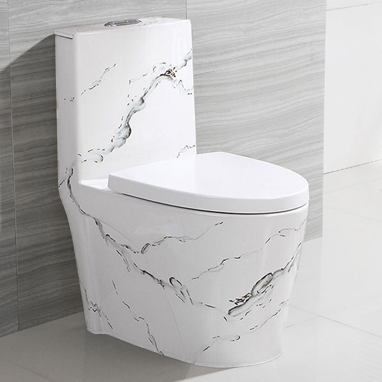 Hotel Floor Mounted Water Closet Ceramic One Piece Toilet Bowl Marble Colored Bathroom Toilet WC