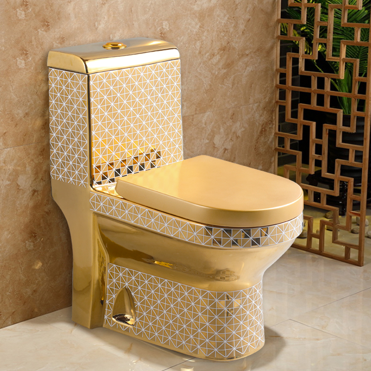 inodoros фарфор алтын жана ак капталган WC санитардык буюмдар ванна туалет