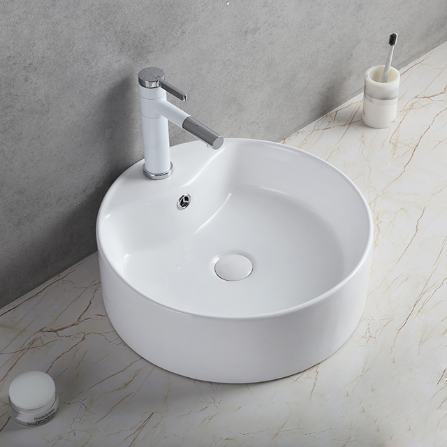 Chaozhou Factory Ceramic Countertop Sink Banyo Round Table Top Wash Basin Sink