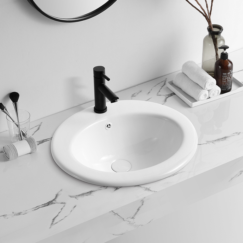 Modernong Oval Banyo nga Vanity Cabinet Basin 20 Inch Ceramic Drop Sa Wash Basin Sink