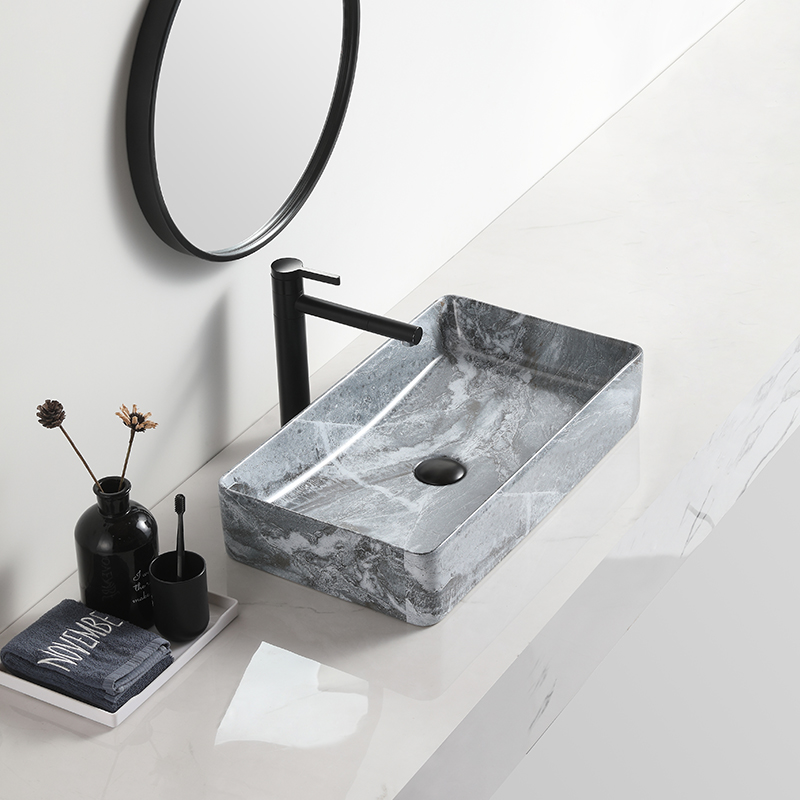 stalviršis prostokatna duza umywalka marmurinė kriauklė lavabo kieto paviršiaus baseinas