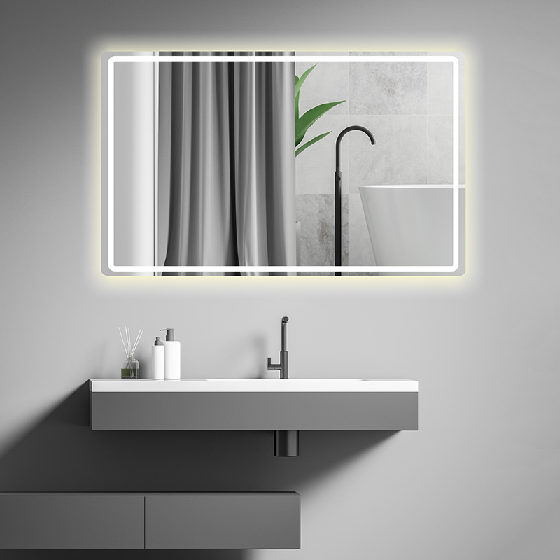 Gương phòng tắm vuông không khung có đèn led chống sương mù điện tử