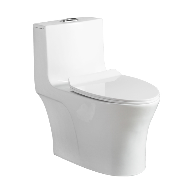 Nuwe aankoms Keramiek S-trap Eenstuk Toilet Wit Glazuur Dubbelspoeltoilette