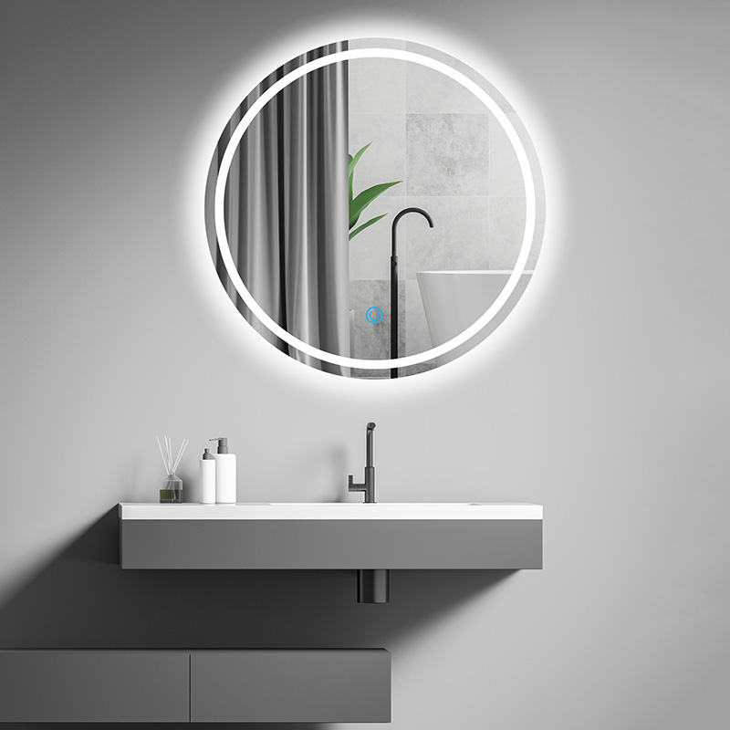 Cermin kamar mandi perak kustom bulat spiegel definisi tinggi
