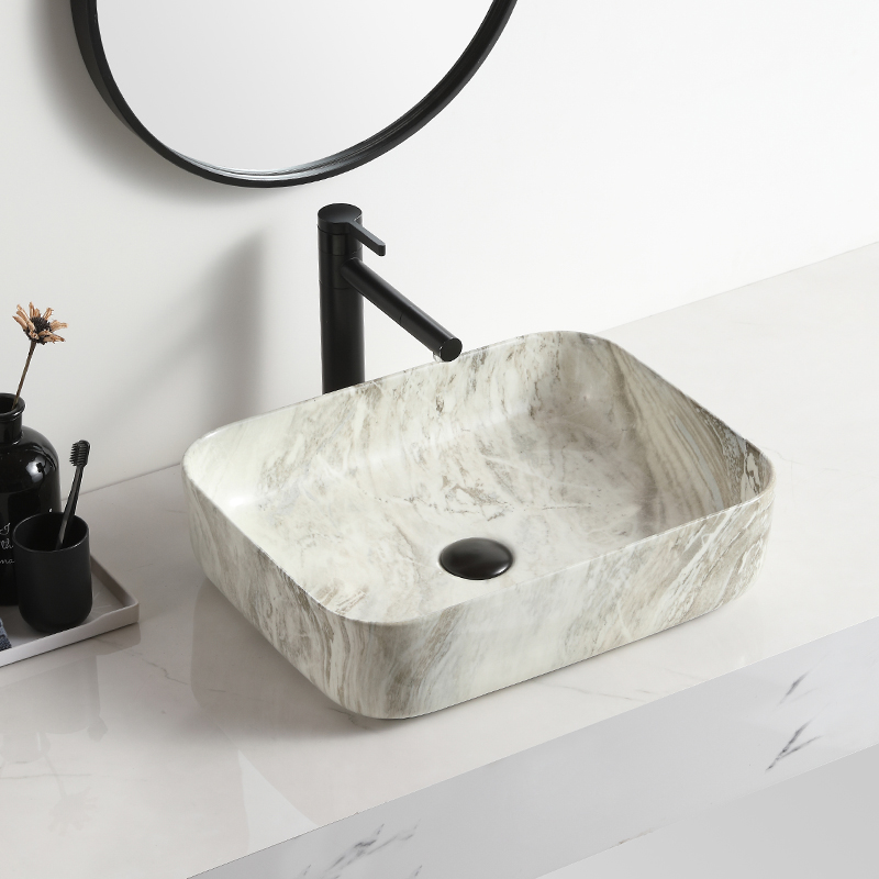 Uus iseseisev bacia de banheiro marmorist töötasapinnaga vannitoa kraanikauss vaniti vannitoa valamu disain