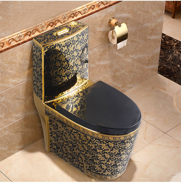 توالت سرامیکی حمام Sanitarios رنگ طلایی مشکی