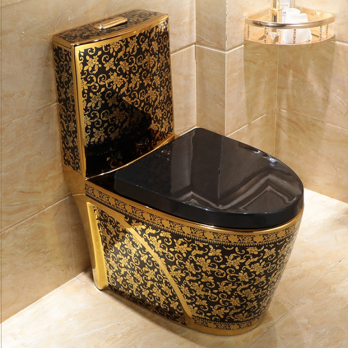 Mid East WC Water Closet Sanitary Ware Bagno Ceramica Sifone One Piece Toilette Gold