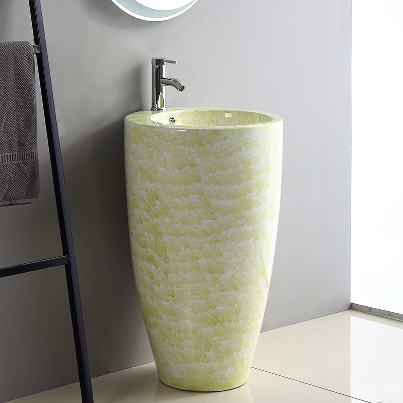 Marble patterned ceramic colored Pedestal wash basin