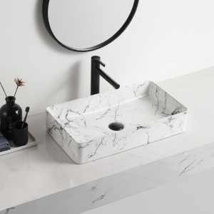 Factory Free sample Waterfall Faucet - Decal ceramic basin Hot product ceramic vessel sink bathroom cabinet basin – Anyi