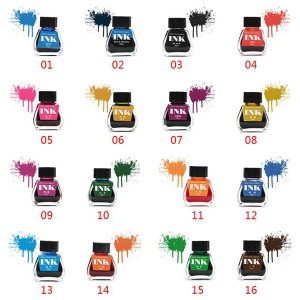 30 ml pudelēs pildīts stikls gludi rakstāmai strūklakas pildspalvas tintes uzpildei Skolas studentu kancelejas piederumi 24 krāsas
