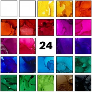 24 pudeles Spilgtas krāsas spirta tinte Spirta krāsa Pigmenta sveķu tinte sveķu amatniecībai Tvertnes Akrila šķidrums Mākslas glezniecība