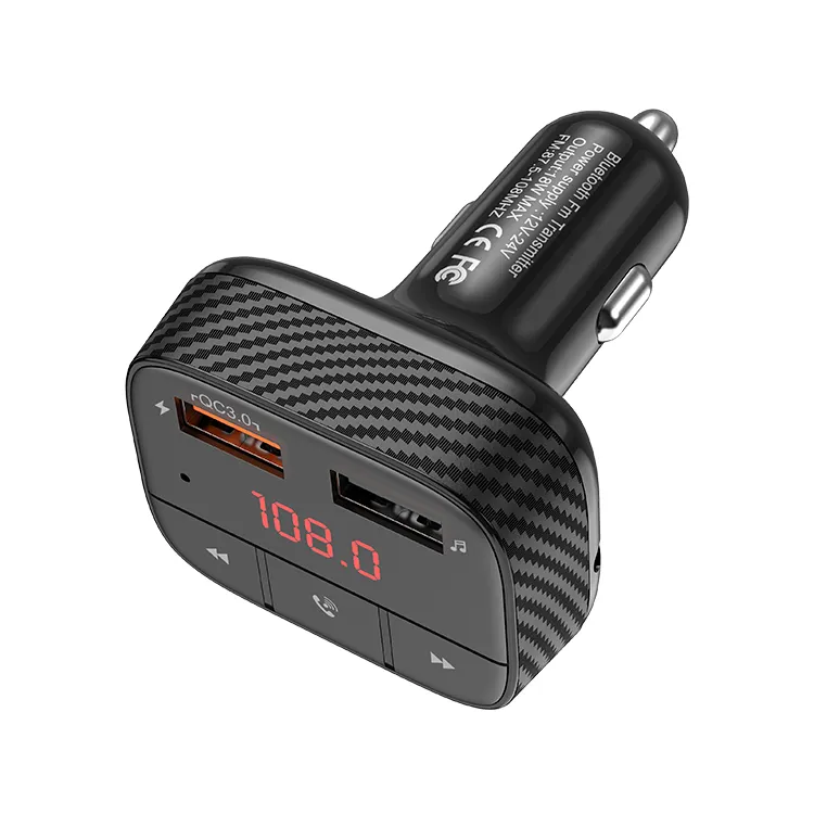 Aoedi AD916 Kit caricabatteria per auto wireless a 2 porte Trasmettitore FM Lettore MP3 per auto Bluetooth con caricatore USB per auto QC 3.0