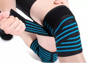 Bandaże na kolana, siłownia podnoszenie ciężarów trójbój siłowy kompresja elastyczne podnoszenie ciężarów bandaże na kolana do przysiadów