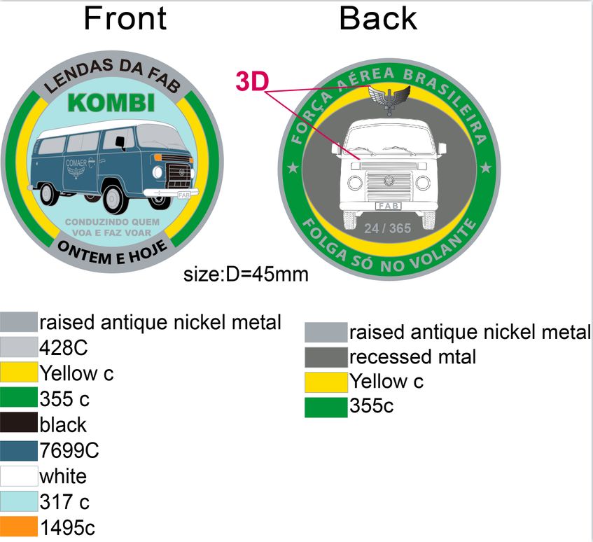 Прилагодени сувенири за монети за предизвик на автомобил KOMBI!