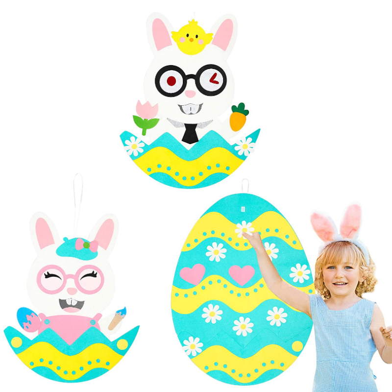 Easter DIY Felt Bunny Egg Set tare da Salon Salo 3 42 Abubuwan Ado da za a iya cirewa