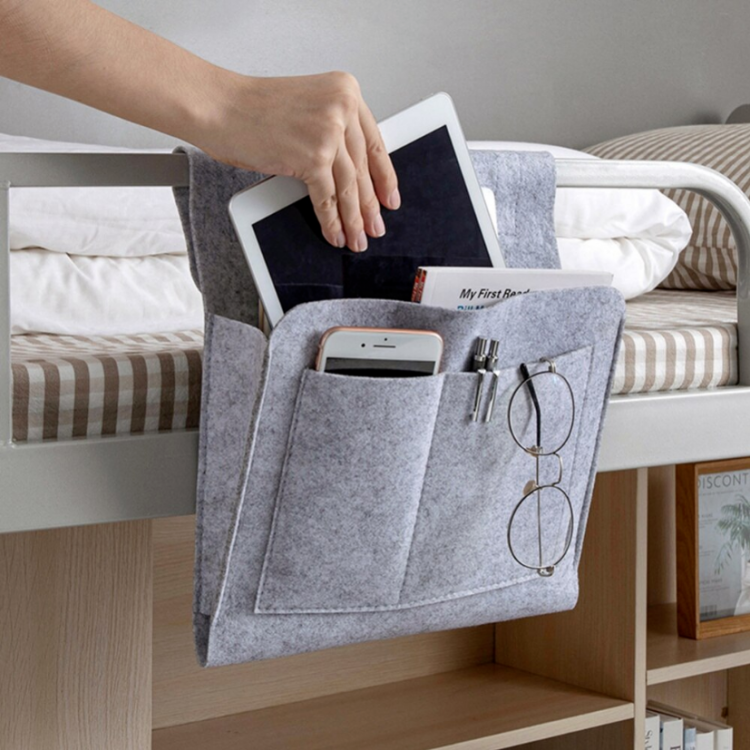 Feltru komodina mdendlin Bag Ħażna Organizzatur Bed Detentur Pocket Caddy Bed Sufan Desk