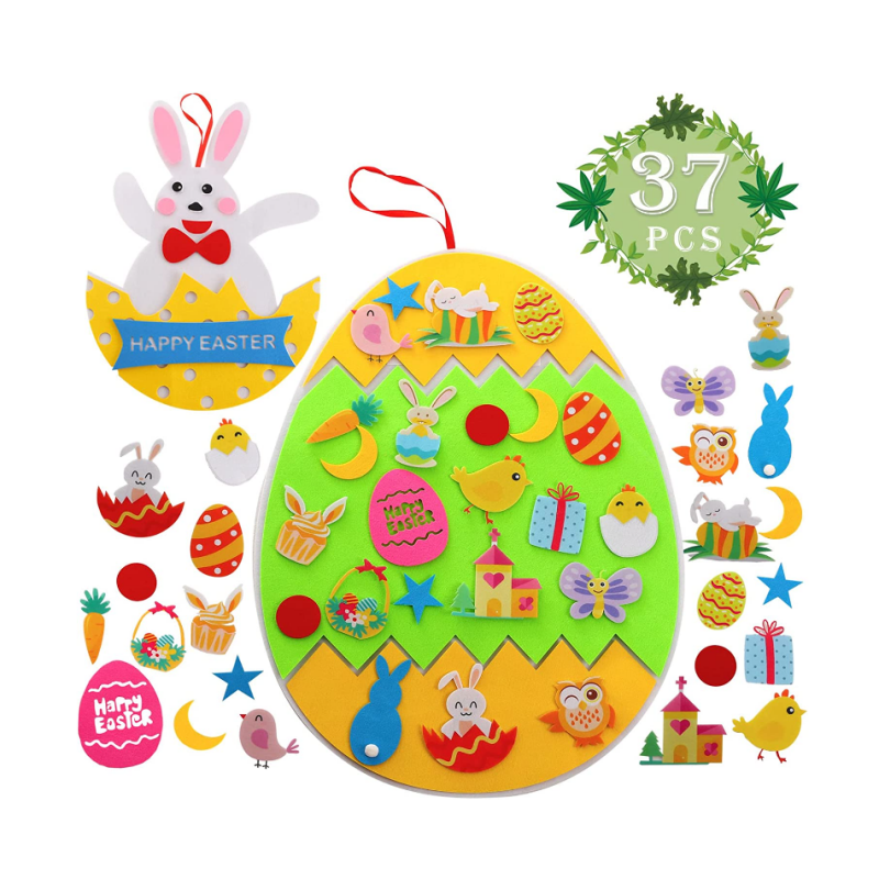 37 stk påskefilthåndverk for barn gjør-det-selv med påskeegg og kanin avtakbare ornamenter