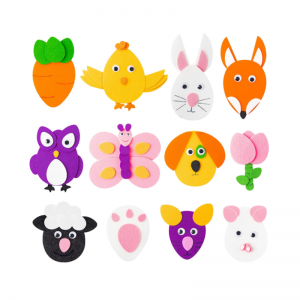 12Pcs Easter DIY Craft Kit Felt Eggs Animals Ar...