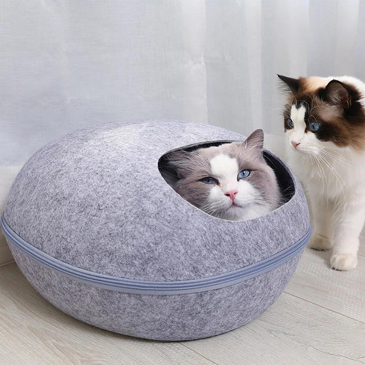 100% håndlaget filt katt hule seng hus