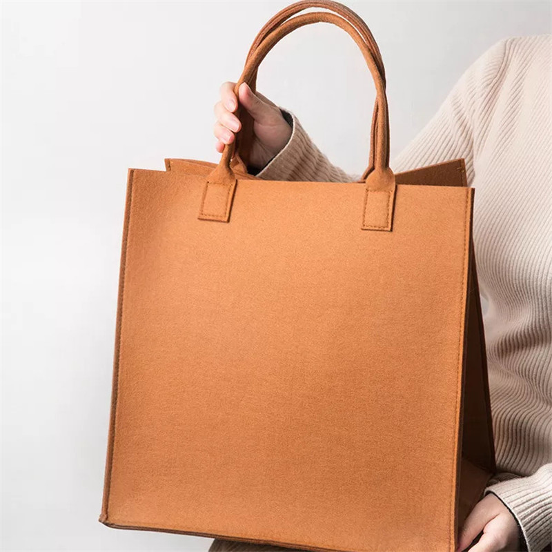 Håndlaget dot pattern tote kvinner skulder handlepose filt veske for kvinner