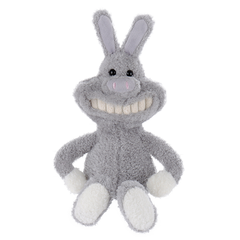 แอปริคอทแกะสีเทายิ้มกระต่ายยัดไส้สัตว์นุ่มของเล่นตุ๊กตา
