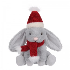 ألعاب قطيفة ناعمة على شكل خروف مشمش لعيد الميلاد على شكل أرنب رمادي محشو على شكل حيوانات ناعمة