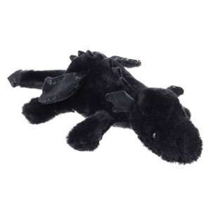Ծիրանի գառան սև պառկած վիշապով լցոնված կենդանիների փափուկ պլյուշ խաղալիքներ