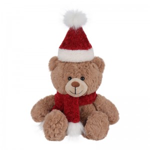 Кајсија Јагнешко Божиќно кафеаво цветно мече Полнети животински меки кадифни играчки