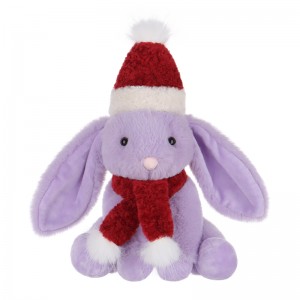 Божиќно виолетово зајаче од јагнешко од кајсија Полнети меки кадифни играчки од животинско потекло