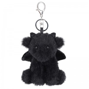 מחזיק מפתחות טלה משמש-דרקון שחור ממולאים בעלי חיים צעצועי קטיפה רכים