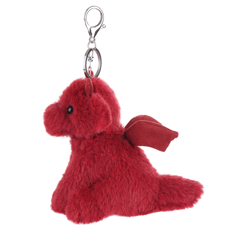 משמש טלה מחזיק מפתחות-דרקון אדום ממולאים בעלי חיים צעצועי קטיפה רכים