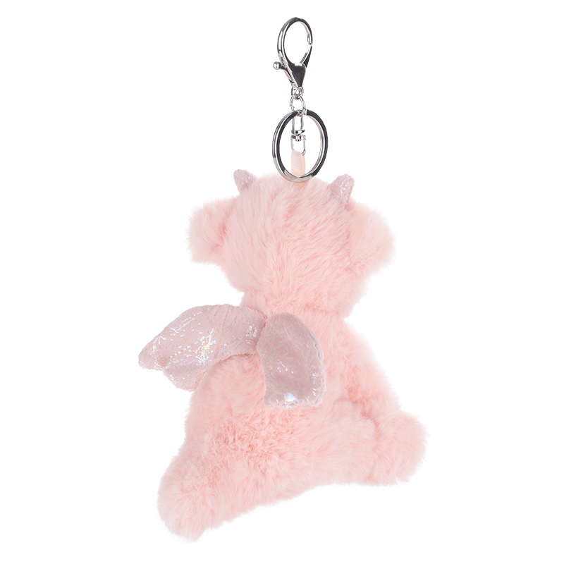Privjesak za ključeve od jagnjetine od marelice-ružičasti zmaj punjene meke plišane igračke