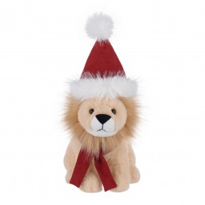 Божиќно жолт лав од јагнешко месо од кајсија, меки кадифни играчки со полнети животни