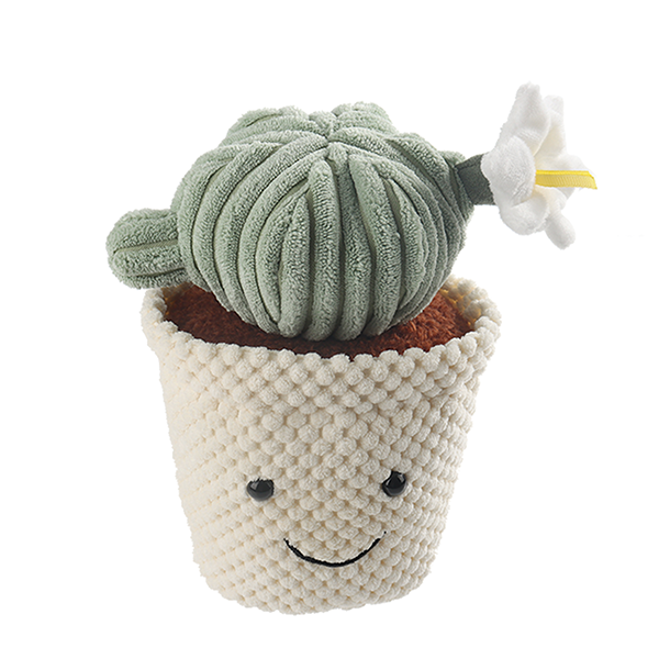 Мягкая плюшевая игрушка-мяч кактуса в горшке с абрикосовым ягненком и растением
