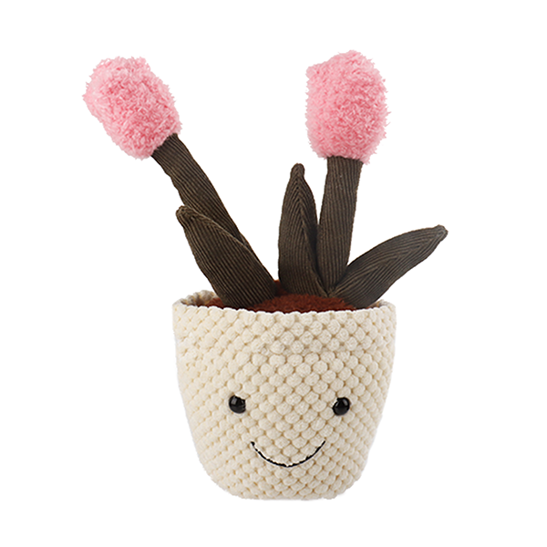 살구 어린 양 소프트 화분 튤립 핑크 식물 플러시 장난감