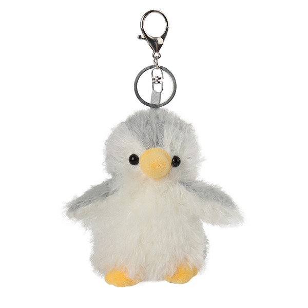Привезак за кључеве са плишаним сивим пингвинима од јагњетине од кајсије