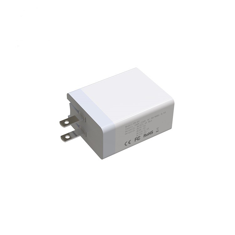 Duobla USB A 30W Rapida Mura Ŝargilo Adaptilo 5V2.4A OEM ODM Apple Usb C Mura Ŝargilo
