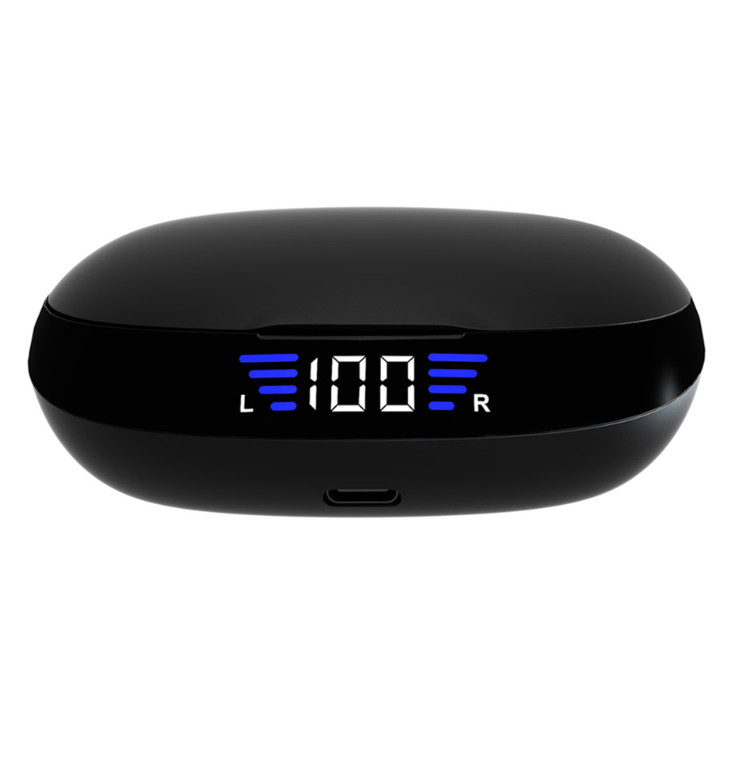 2600mAh TWS Bluetooth Aŭdiloj 600 horoj Sendrata Ŝargado Kazo Kun Cifereca LED Ekrano