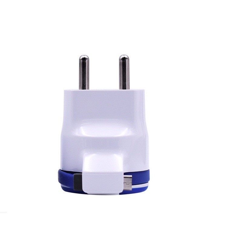 Cargador de pared USB de 2 puertos con Cable de iluminación retráctil/Cable Micro USB/Tipo C 5V 2.1A Adaptador de corriente para cargador de viaje