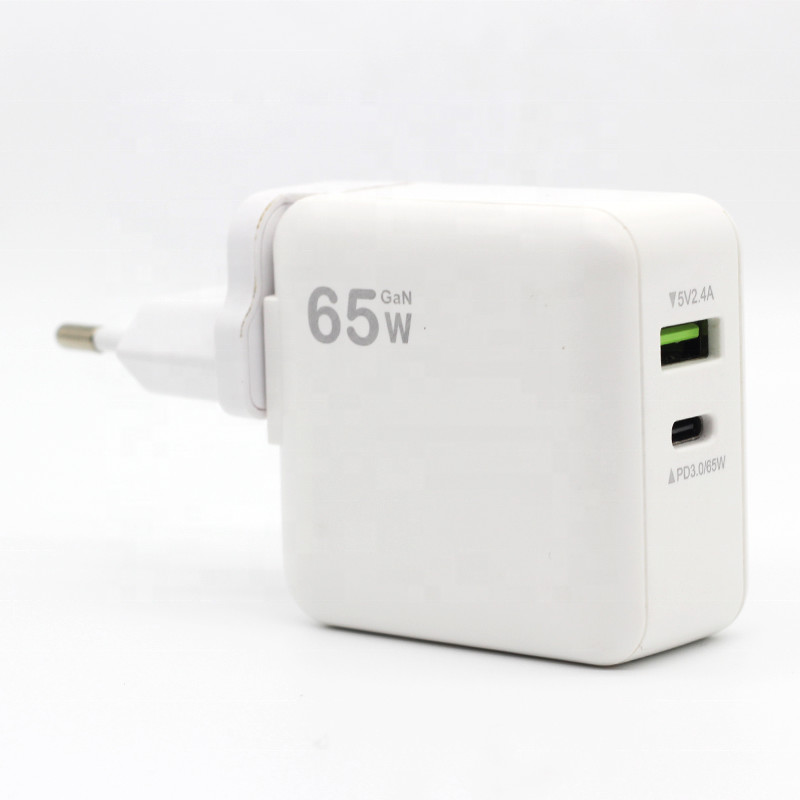 ଫୋଲଡେବଲ୍ ଲାପଟପ୍ ପାୱାର ଆଡାପ୍ଟର PD3.0 ଫାଷ୍ଟ ଚାର୍ଜିଂ 65W GaN USB C ଚାର୍ଜର |