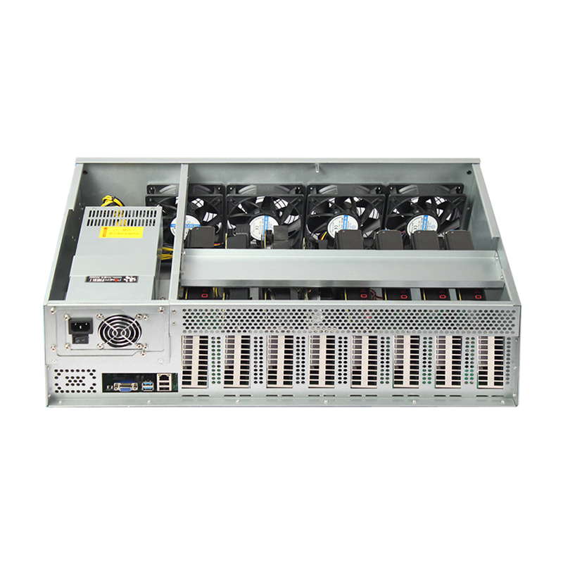 Корпус комп’ютера з сервером 8GPU із відстанню 65 мм, блок живлення 2400 Вт, установка для відеокарти. Рекомендоване зображення