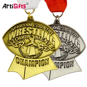 Medaly mpanangana lanja Custom Logo Metal voasokitra Medaly