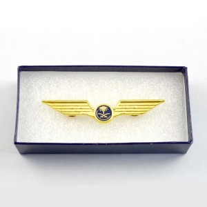 Grousshandel China Gratis Probe Maacht Ären eegene Logo Benotzerdefinéiert Metall Bronze Goldplating Pilot Flilleke Pin Badge