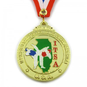 Provedor de fabricantes de medallas de China Plating Glod Porta medallas de Taekwondo de metal personalizado