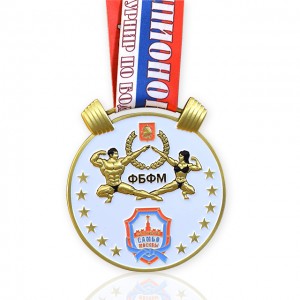 Factory Wholesale Manufacturer Custom Weightlifting Award Sport Medal 3D Metal Powerlifting Medals With Lanyard