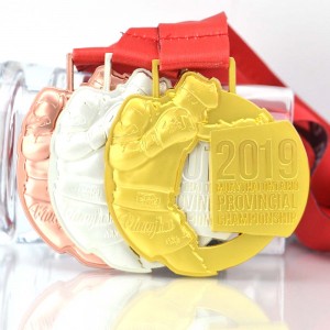 Högkvalitativ souvenir Zinklegering Custom Logo Metal Sommar Dubbelmästerskap Brottning Judo Taekwondo Karate Marathon Löpsport Medalj