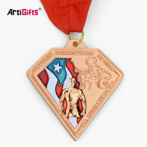 Оптом менен камсыздоо Бажы дизайны 3D логотип менен капталган жез металл сублимация эмаль спорттук сувенирдик медалдар