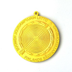 Osunwon Olowo poku Sublimation Aṣa Òfo Gold Palara Souvenir Metal Sports Eye Medal Ati Tiroffi Pẹlu Ribbon