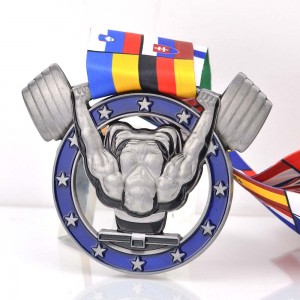 Osunwon Powerlifting Weightlif Medal Engraved Sublimation Custom Medal Ribbons