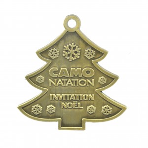 ODM OEM Christmas Tree Dekorasyon Custom Antique Plating Iron Brass Copper Souvenir Metal Medallion Mga Regalo sa Pasko Medal